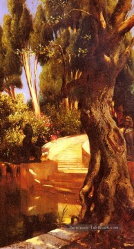 arabe - L’escalier sous les arbres Arabian peintre Rudolf Ernst